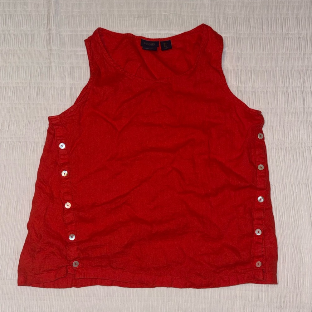 RACHEL Rachel Roy Red Sleeveless Button-Side Tank
